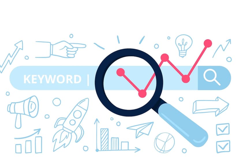 Search engine optimization and keyword ranking concept. Vector illustration with many doodle elements.
