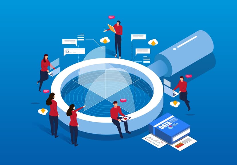 Isometric,Magnifying,Glass,And,Data,Analysis