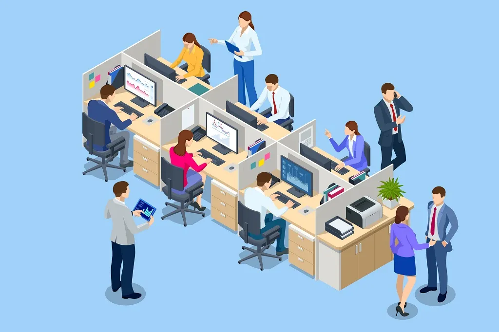 Isometric,Team,At,Work.,Business,People,In,Smart,Casual,Wear