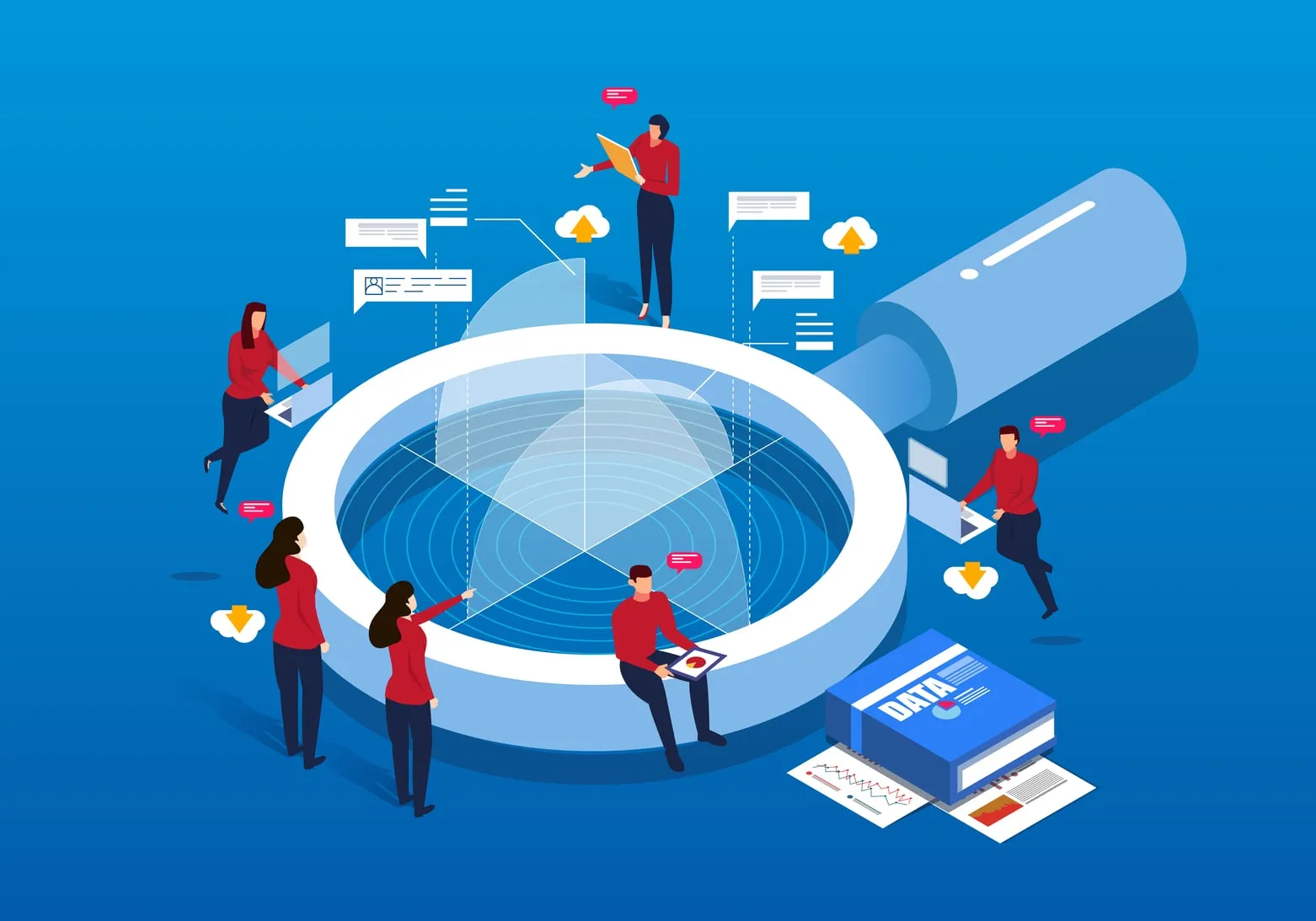 Isometric,Magnifying,Glass,And,Data,Analysis