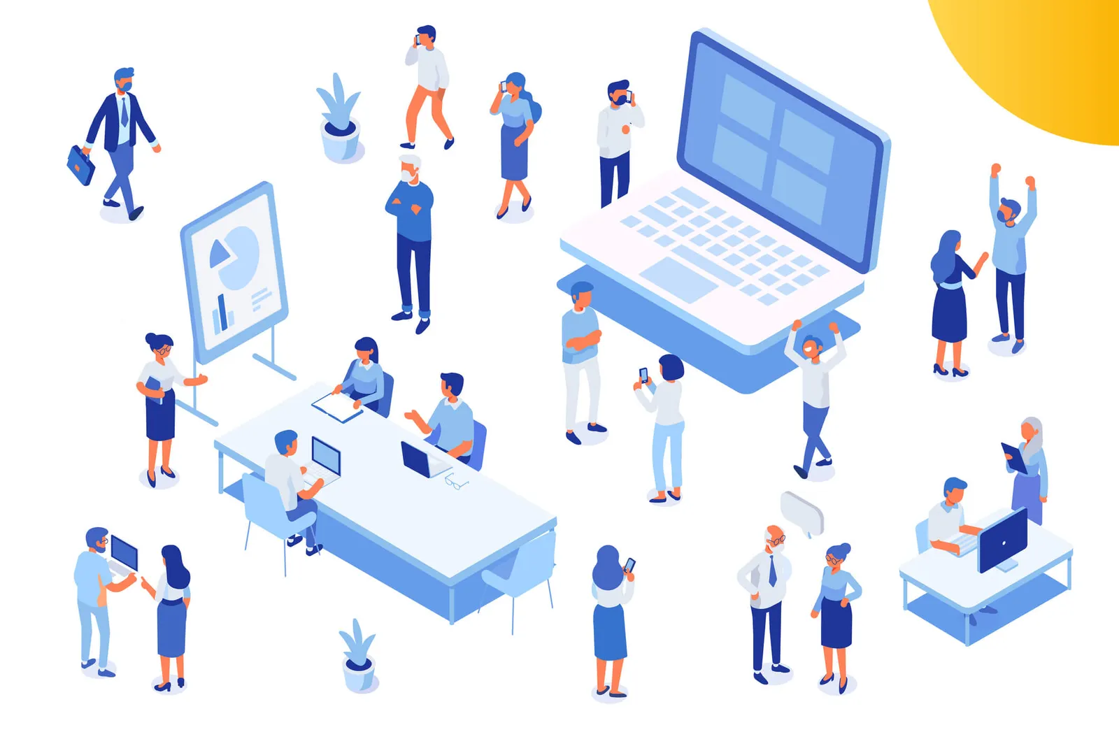 Isometric people vector set. Office life.